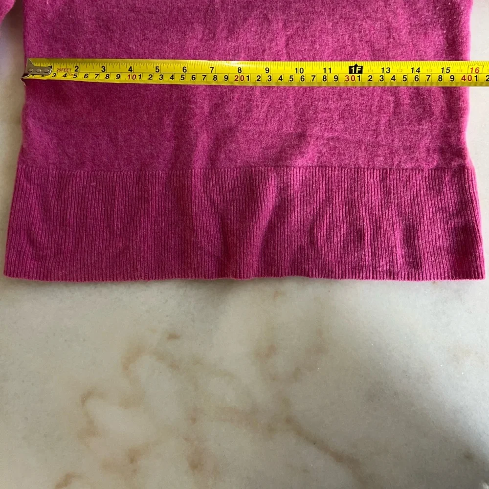 100% Cashmere Rachel Zoe Hot Pink Fuzzy Cozy Sweater Crew Scoop Neck Cardigan